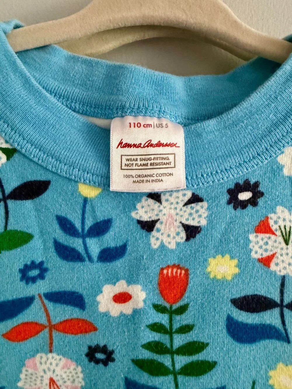 Hanna Andersson Organic Cotton Floral Pajama Set Blue Size 5